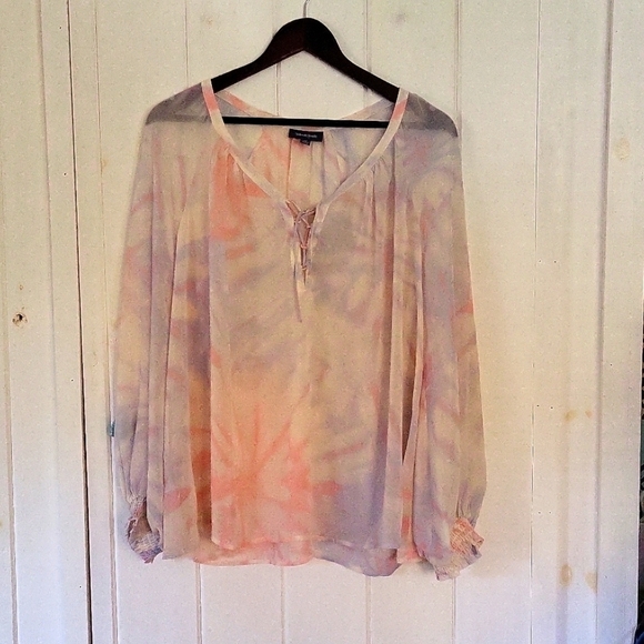 Modcloth Boho I Go Chiffon Sheer Blouse Size 1X - Picture 4 of 7